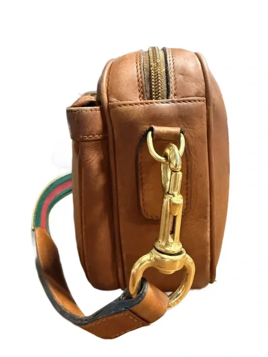 Gucci Leather Crossbody Bag with Sherry Web and Leather Strap - Picture 4 of 16